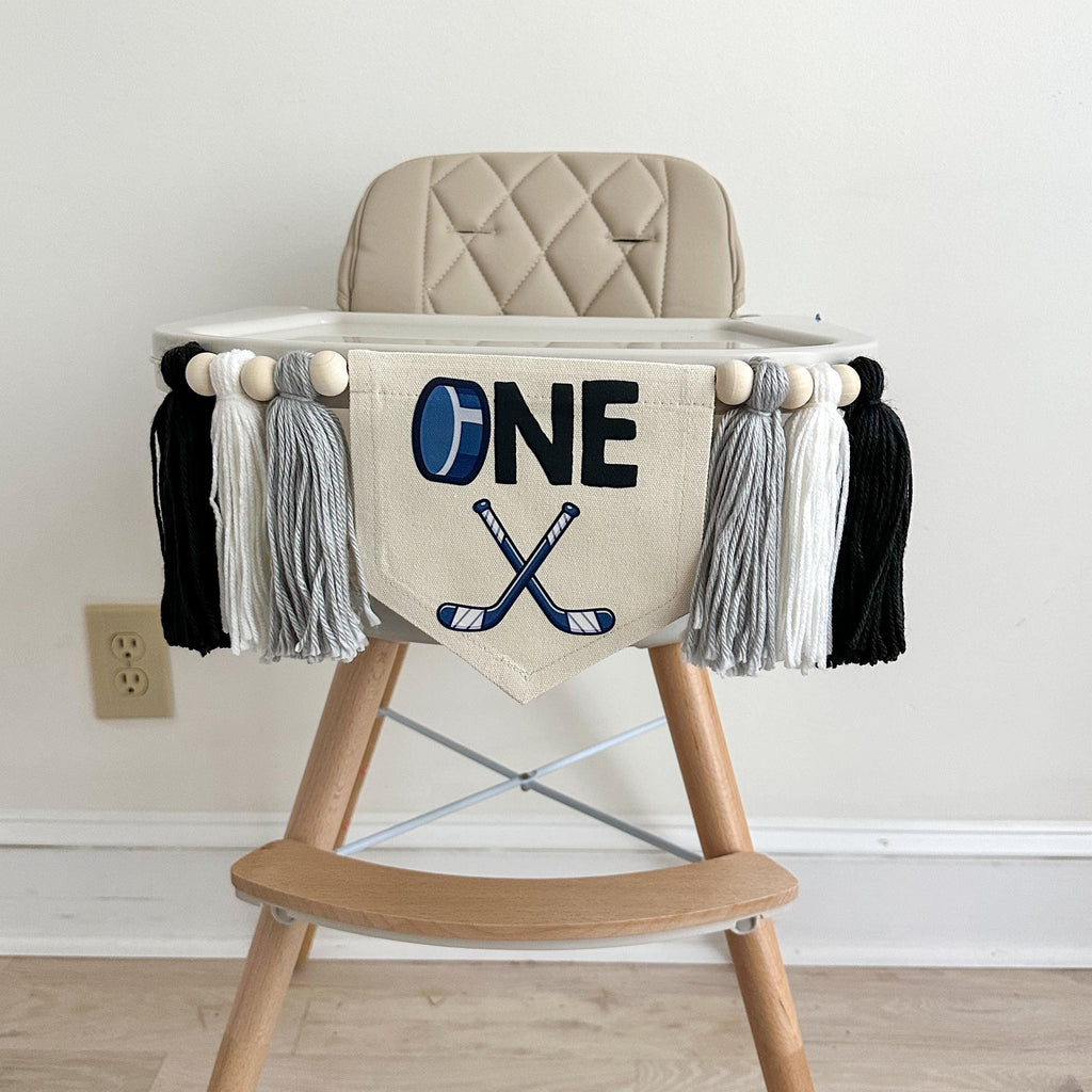 Hockey High Chair Banner, Hockey 1st Birthday Party Decorations, Goal First Birthday Tassel Banner, Rookie of the Year, Cake Smash Pennant