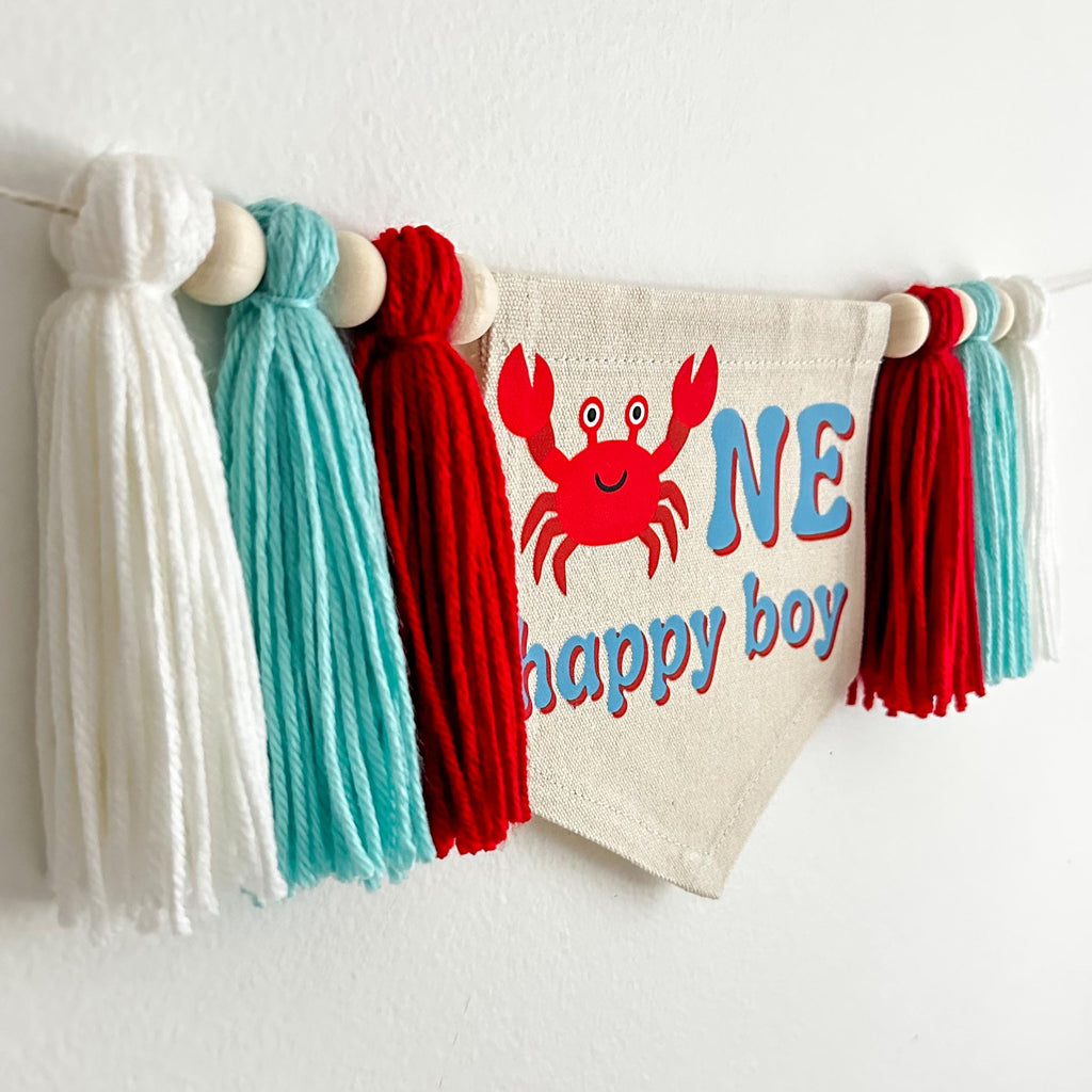 Under the Sea Party Decorations, Baby First Birthday, Crab Birthday, High Chair Banner, Summer Party Themes, One Banner, Oneder the Sea