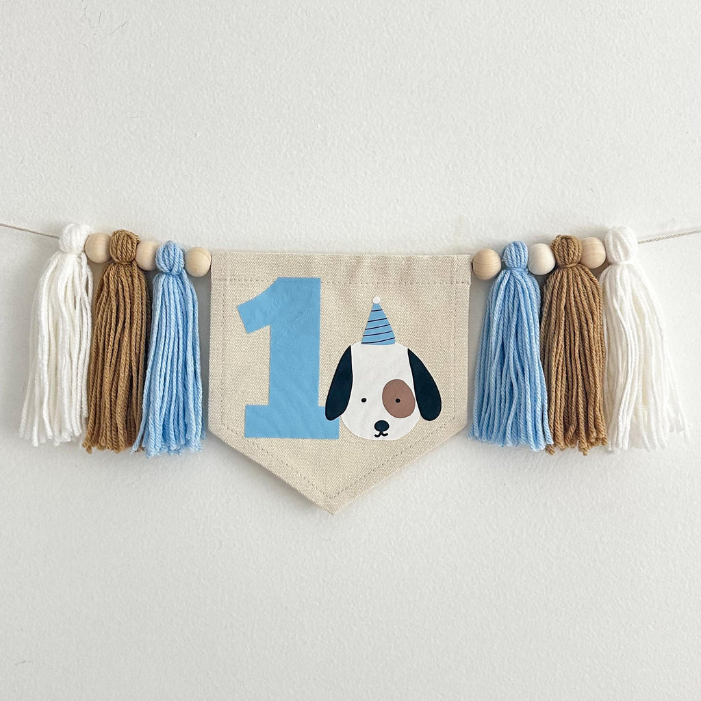 Dog Birthday Decorations, Baby First Birthday, Puppy Decorations for Party, High Chair Banner, Let's Pawty, One Banner, Tassel Garland