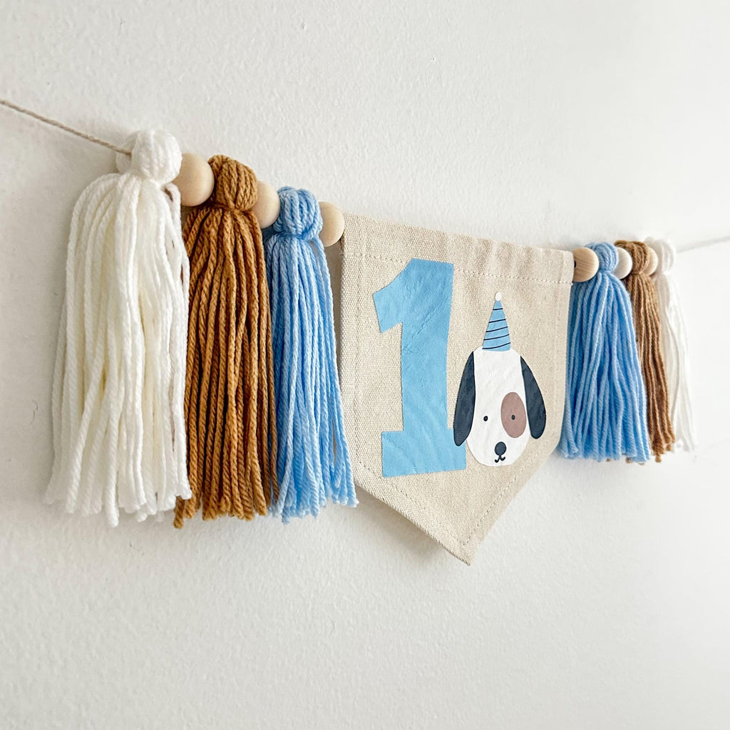 Dog Birthday Decorations, Baby First Birthday, Puppy Decorations for Party, High Chair Banner, Let's Pawty, One Banner, Tassel Garland