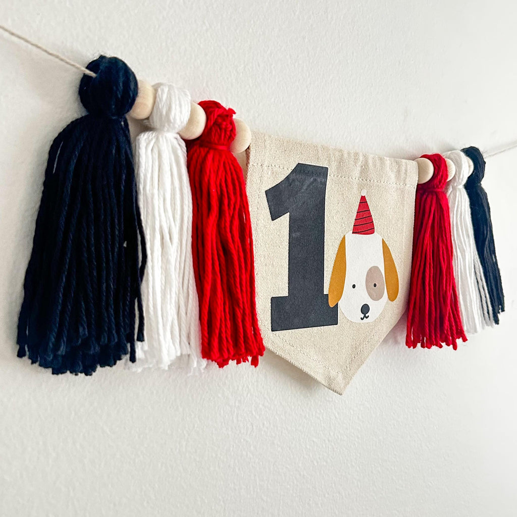 Baby First Birthday, Dog Birthday Decorations, Puppy Decorations for Party, High Chair Banner, One Banner, Let's Pawty, Tassel Garland