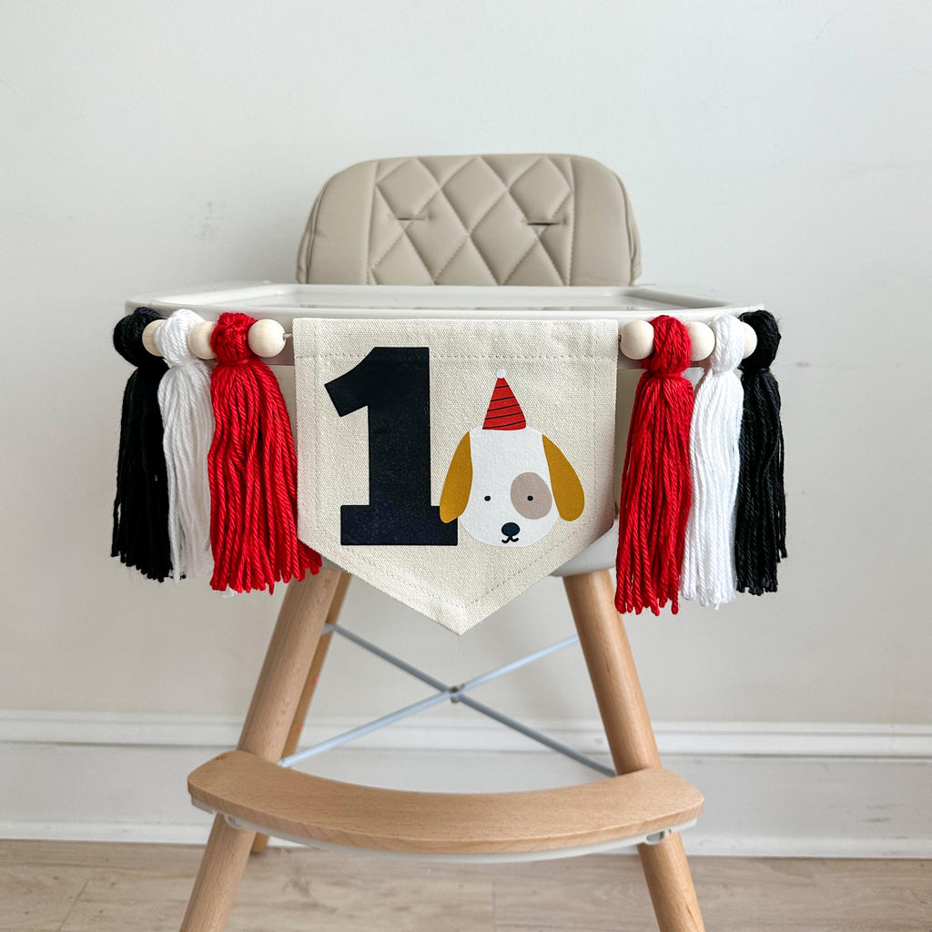 Baby First Birthday, Dog Birthday Decorations, Puppy Decorations for Party, High Chair Banner, One Banner, Let's Pawty, Tassel Garland