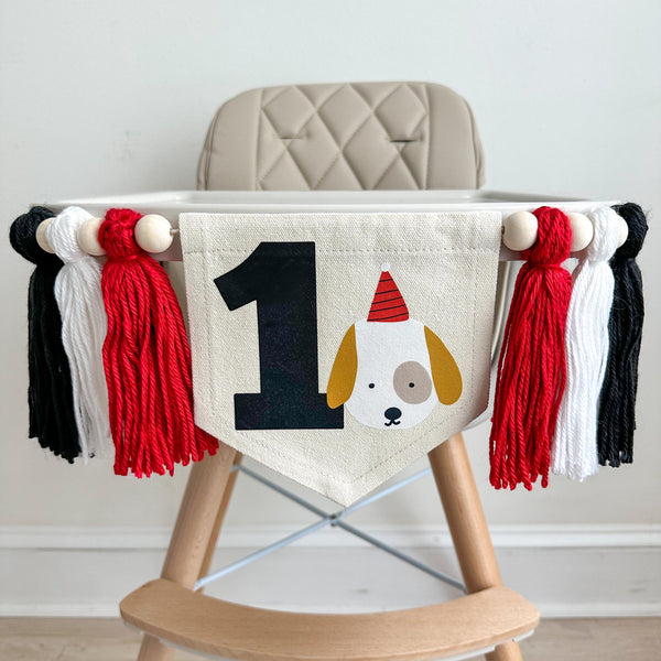Baby First Birthday, Dog Birthday Decorations, Puppy Decorations for Party, High Chair Banner, One Banner, Let's Pawty, Tassel Garland
