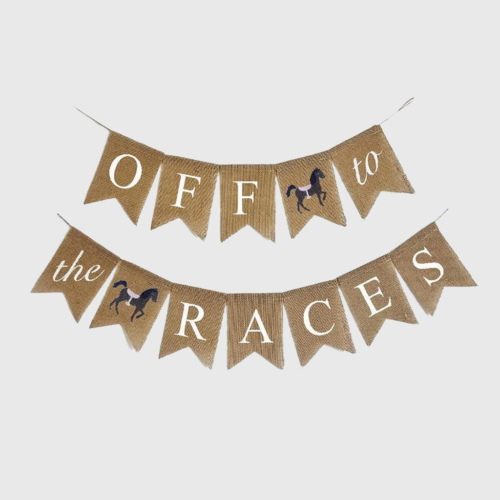 Horse Party Decorations, Horse Riding Birthday Party, Burlap Banner, Racing Watch Party, Off To The Races Banner, Graduation Decorations