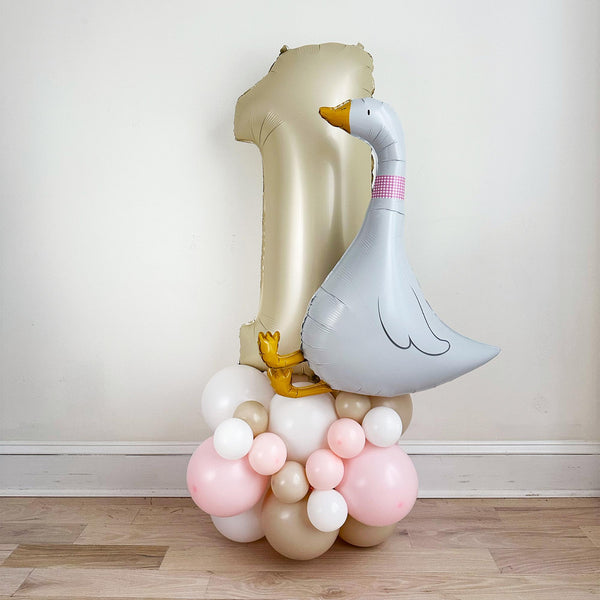 One Silly Goose | First Birthday Decorations | Girl Party Decorations | First Birthday Party | Balloon Tower | Cake Smash Backdrop |