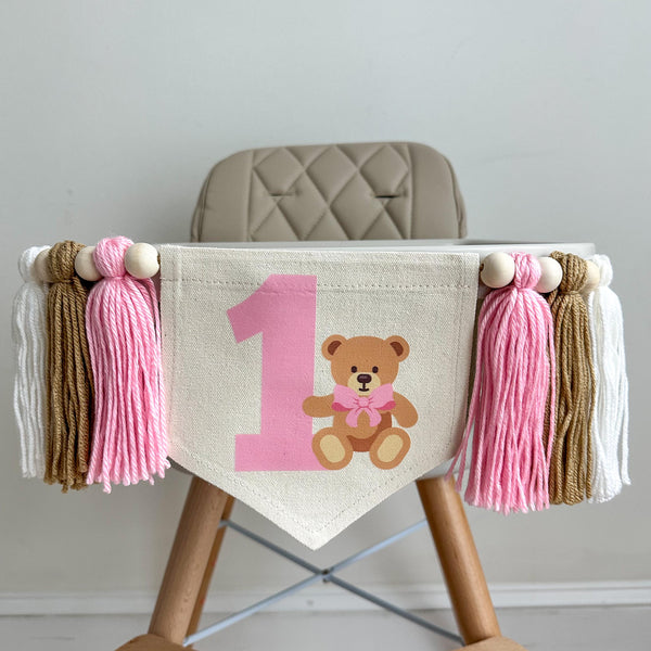 Teddy Bear Birthday Theme, Highchair Banner, Beary 1st Birthday, Teddy Bear Party, Girl Party Decorations, 1 Year Old, Coquette Bow
