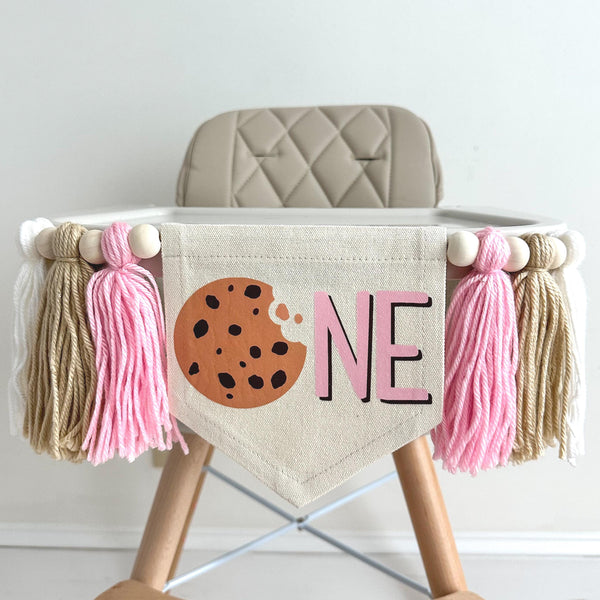 Cookie 1st Birthday Party Decorations, Chocolate Chip Cookie High Chair Banner, Cookie One Banner