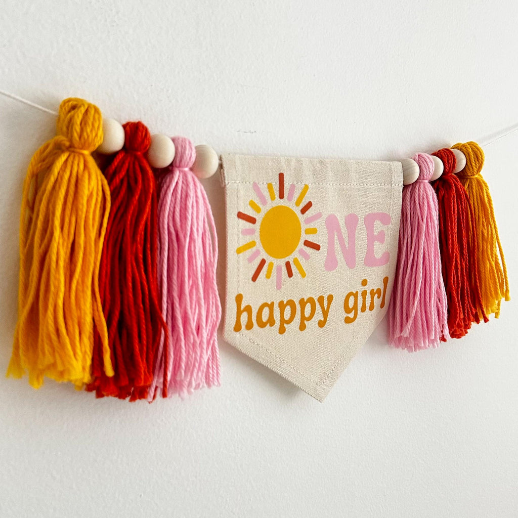 First Trip Around The Sun Birthday Tassel Banner, Little Sunshine Highchair Decoration, Boho 1st Birthday Party Sign, Cake Smash Pennant