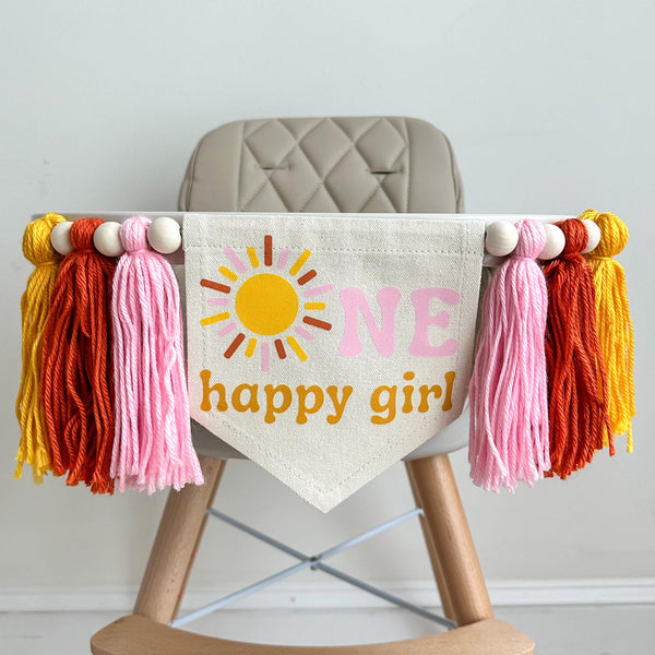 First Trip Around The Sun Birthday Tassel Banner, Little Sunshine Highchair Decoration, Boho 1st Birthday Party Sign, Cake Smash Pennant