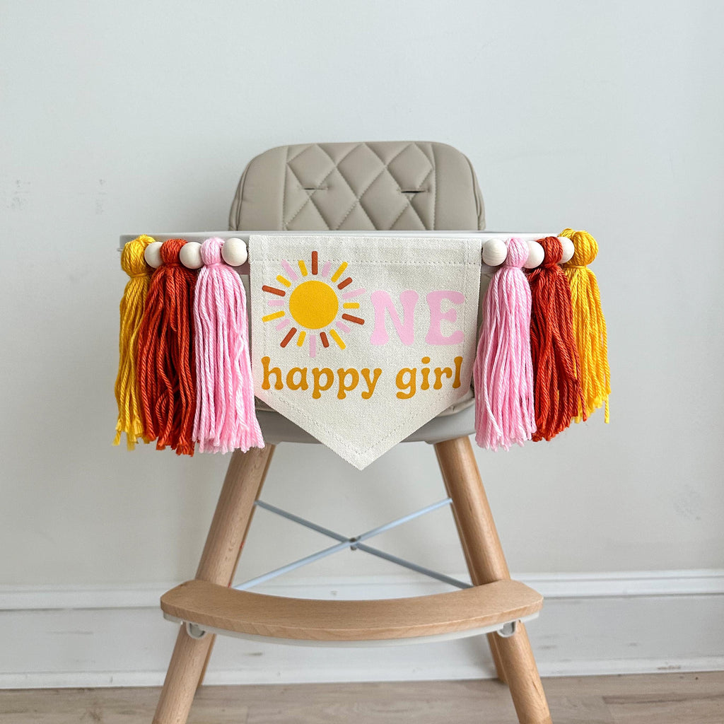 First Trip Around The Sun Birthday Tassel Banner, Little Sunshine Highchair Decoration, Boho 1st Birthday Party Sign, Cake Smash Pennant