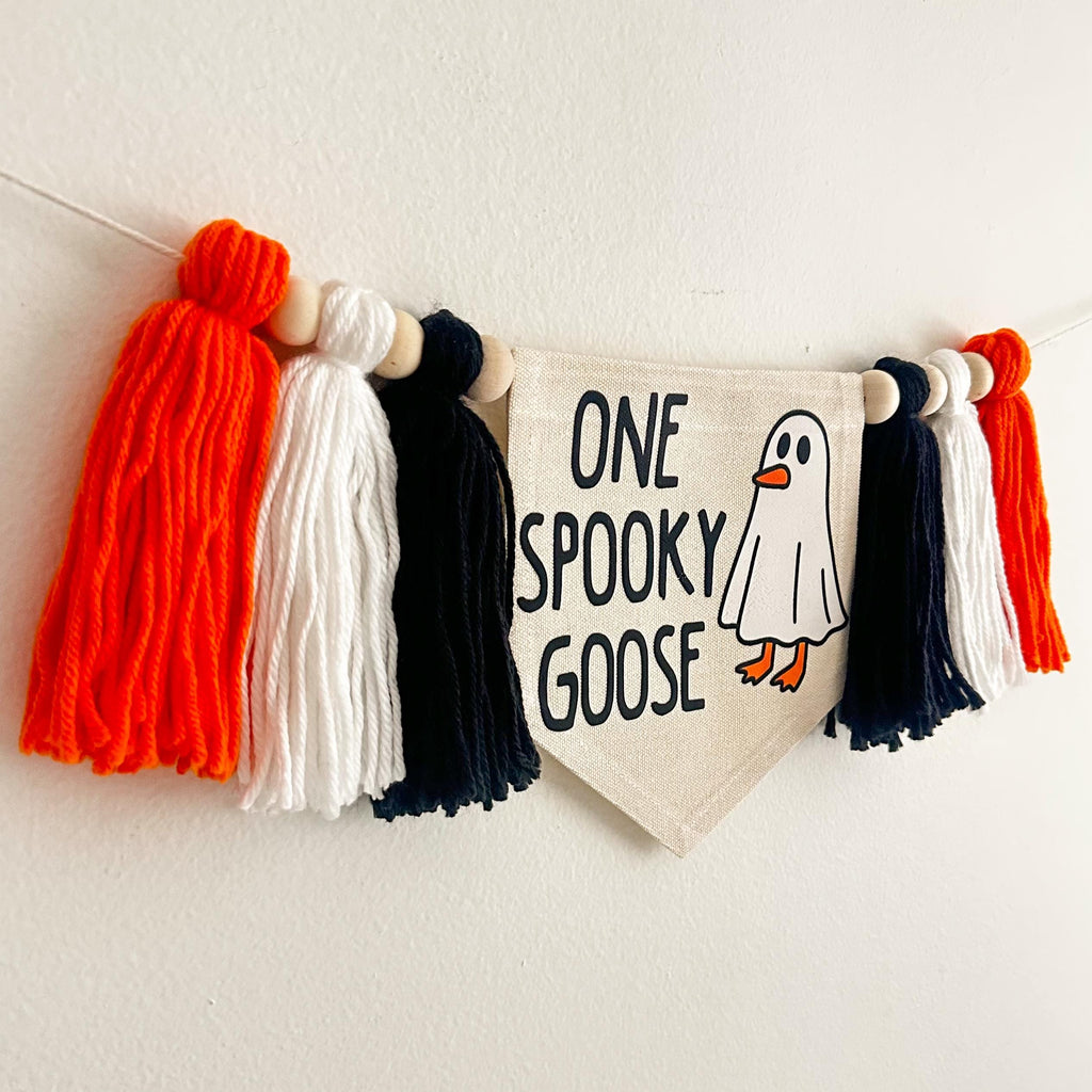 Halloween First Birthday | Spooky Goose | High Chair Banner | Boy 1st Birthday Decoration | Spooky One | Halloween Silly Goose