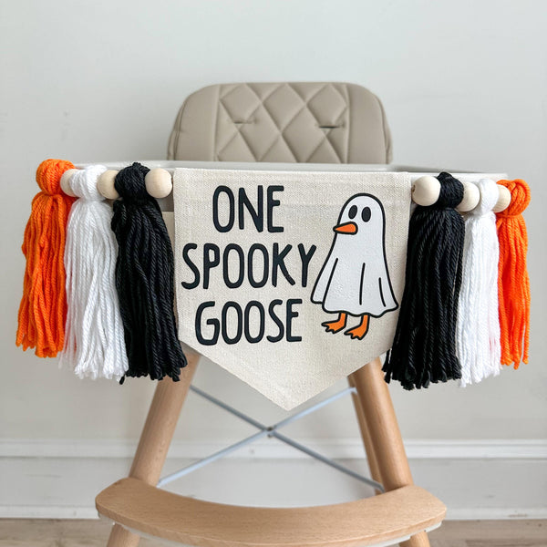 Halloween First Birthday | Spooky Goose | High Chair Banner | Boy 1st Birthday Decoration | Spooky One | Halloween Silly Goose