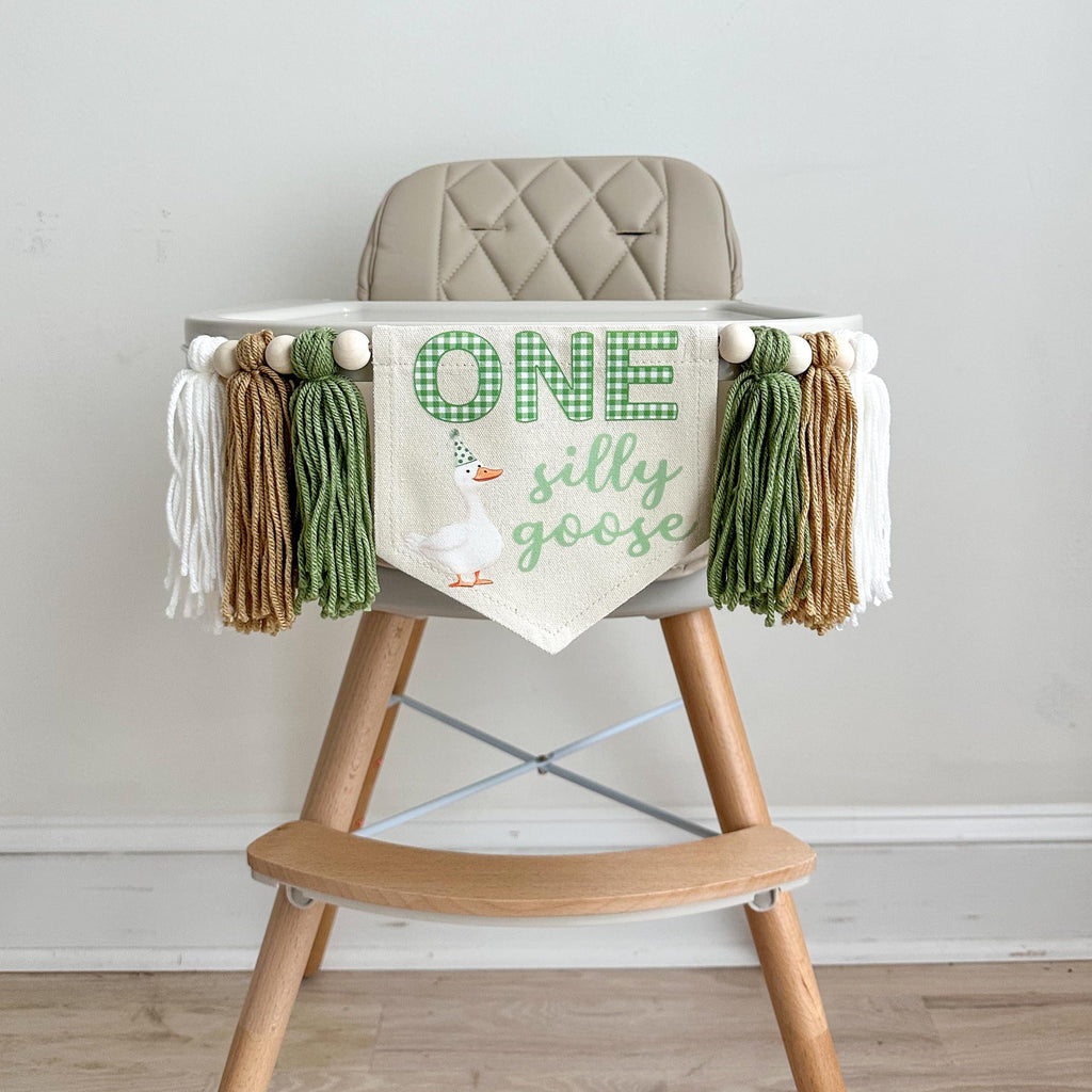 One Silly Goose Banner, First Birthday Decorations, Silly Goose Birthday, High Chair Banner, One Banner, Cake Smash Decorations