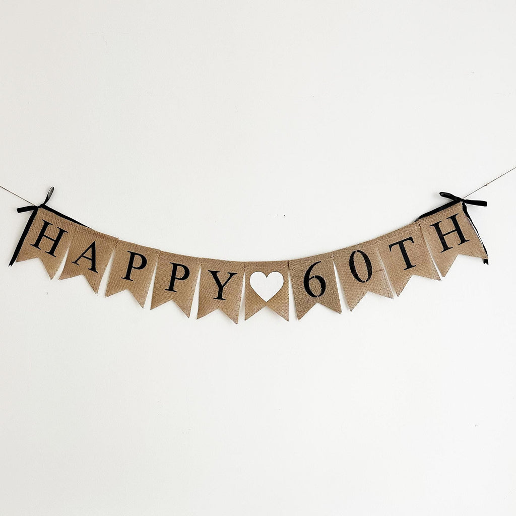 Happy 60th Birthday | 60th Party Decorations | Coquette Bow | Bow Decorations | Black and White Party | Happy Birthday Sign |
