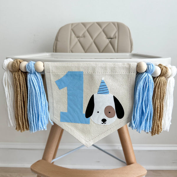 Dog Birthday Decorations, Baby First Birthday, Puppy Decorations for Party, High Chair Banner, Let's Pawty, One Banner, Tassel Garland