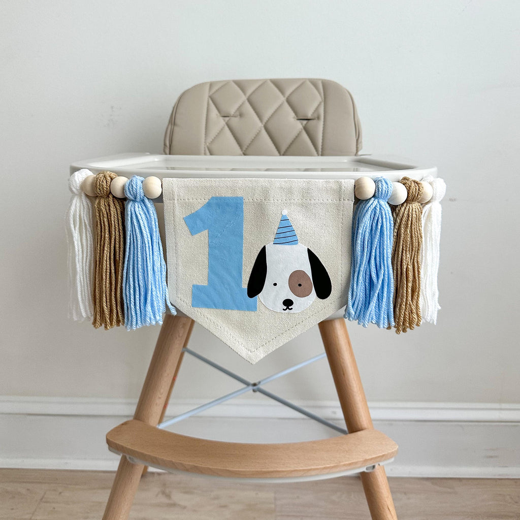 Dog Birthday Decorations, Baby First Birthday, Puppy Decorations for Party, High Chair Banner, Let's Pawty, One Banner, Tassel Garland