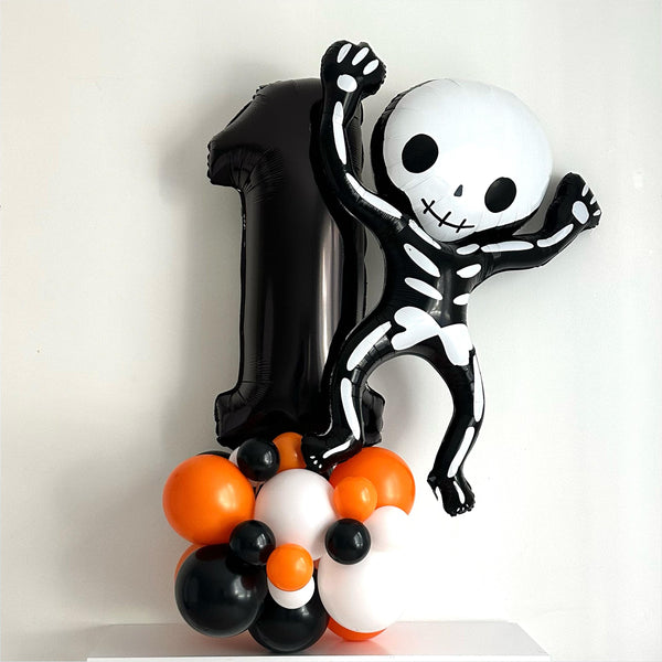 Halloween Birthday Party | Halloween 1st Birthday | Ghost Balloons | Skeleton Decorations | Fall Party Decor | One Banner | Balloon Tower