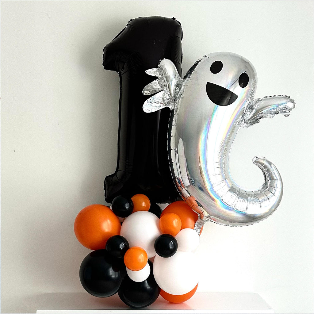 Halloween Birthday Party | Halloween 1st Birthday | Ghost Balloons | Skeleton Decorations | Fall Party Decor | One Banner | Balloon Tower