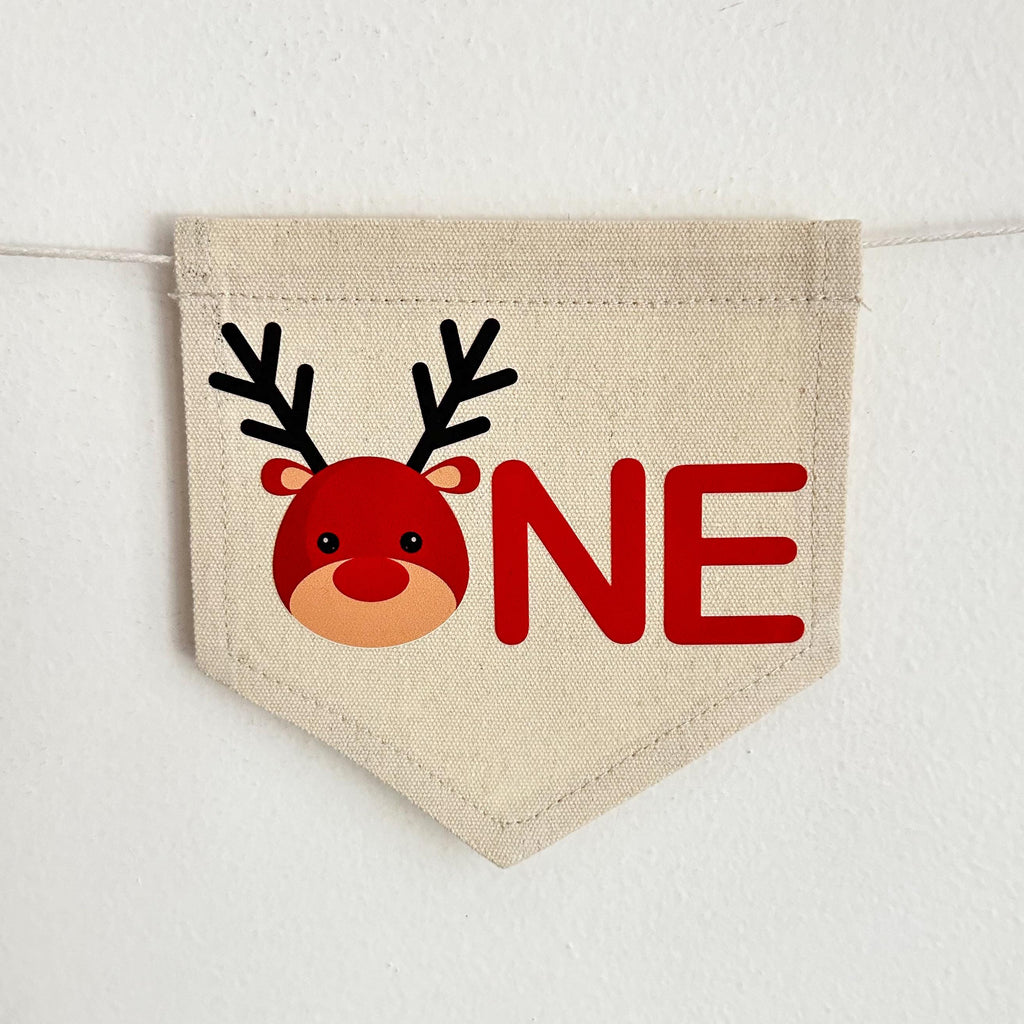 First Birthday Decorations, Reindeer Banner, Christmas Birthday Party, One Banner, Fun to Be One, Reindeer Theme, Tassel Garland
