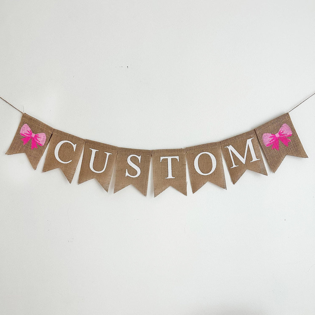 Coquette Bow Banner | Pink Bow Party Decorations | Personalized Banner | Girl Birthday Party | Baby Shower Banner | Bridal Shower Decor