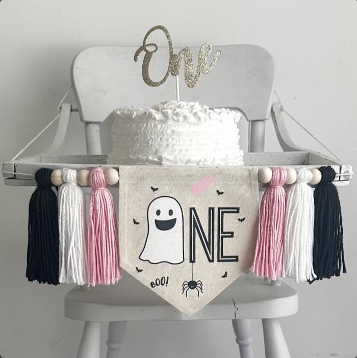 Halloween Birthday Party | Halloween First Birthday | One Banner | High Chair Banner | Cake Smash | Ghost Party Theme