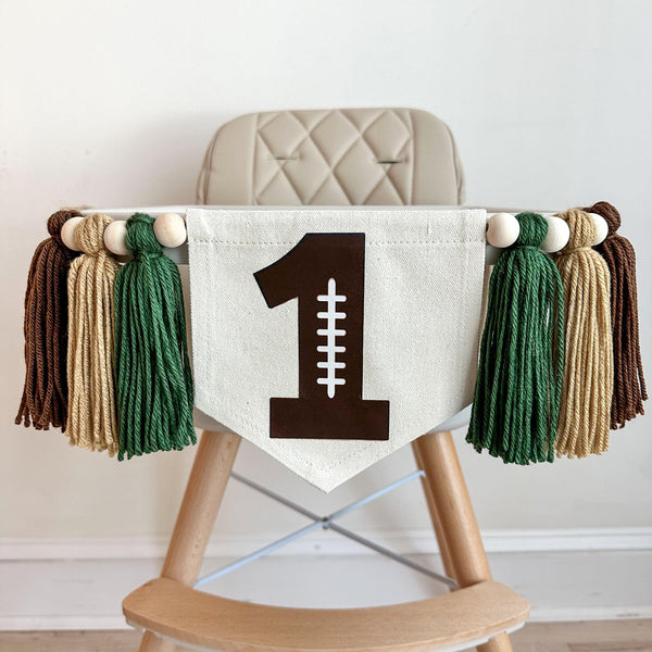 Football Party Decorations | Baby Boy First Birthday | High Chair Banner | 1st Birthday Party | Cake Smash Decor | Burlap Banner
