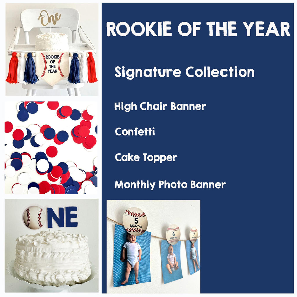 Rookie of the Year 1st Birthday | Baseball First Birthday Decorations | Baseball Balloon Arch | 12 Month Photo Banner | Baseball Party Kit