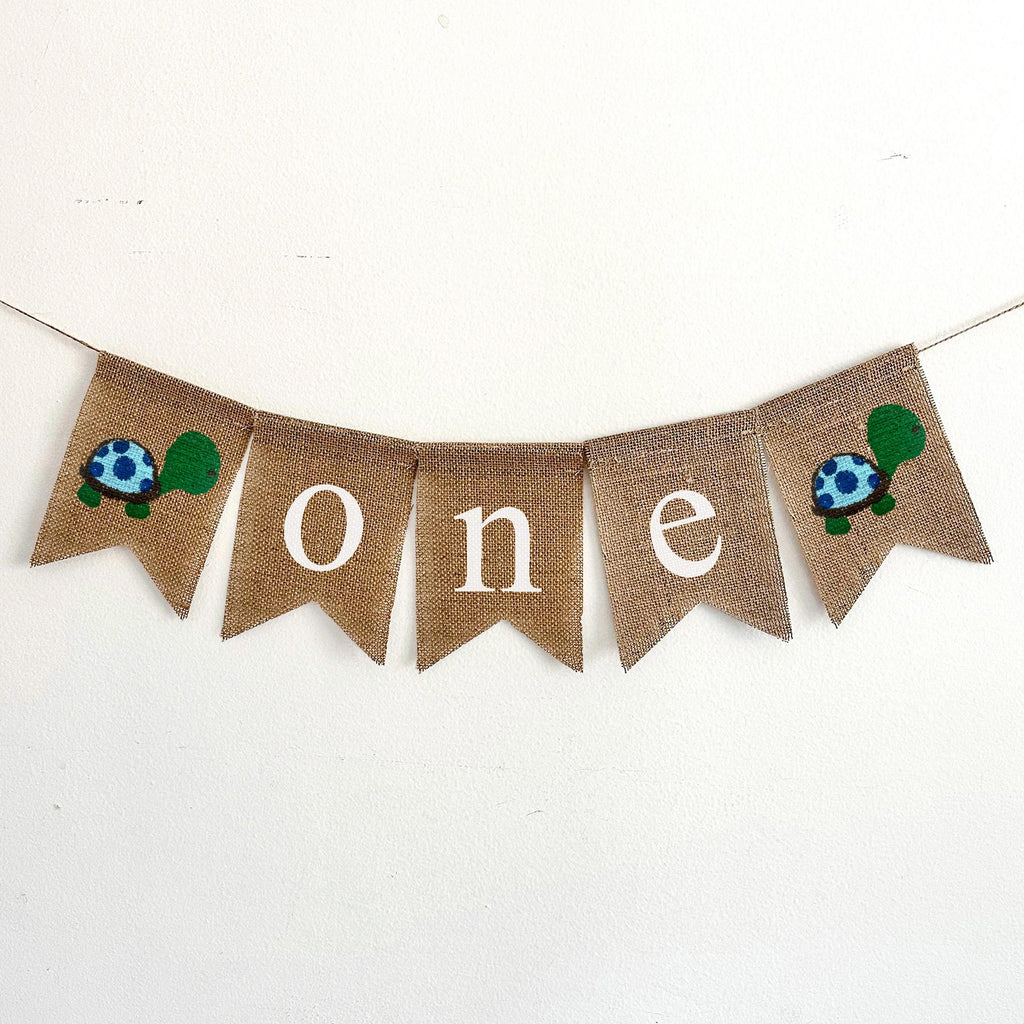1st Birthday Decor, Turtle One Banner