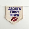 First Down 1st Birthday High Chair Banner, Custom Football Decorations, Sports First Birthday Party Tassel Banner, Personalized Sign