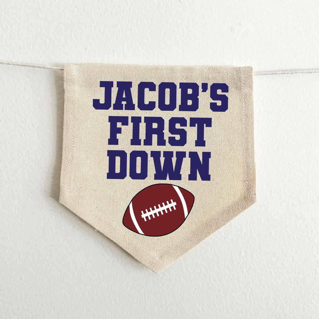 First Down 1st Birthday High Chair Banner, Custom Football Decorations, Sports First Birthday Party Tassel Banner, Personalized Sign
