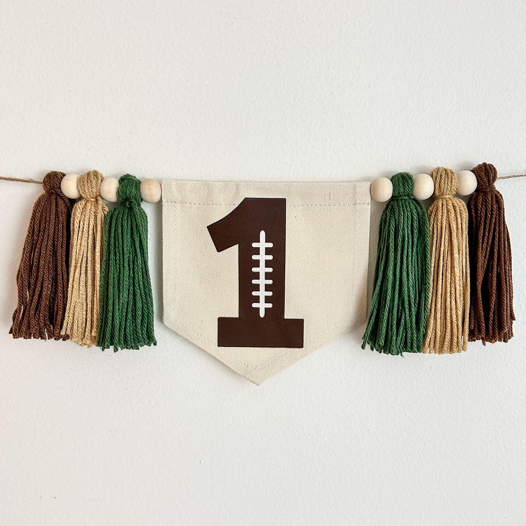 Football Party Decorations | Baby Boy First Birthday | High Chair Banner | 1st Birthday Party | Cake Smash Decor | Burlap Banner