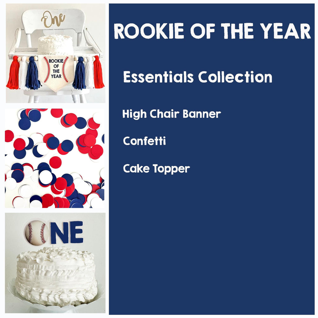 Rookie of the Year 1st Birthday | Baseball First Birthday Decorations | Baseball Balloon Arch | 12 Month Photo Banner | Sports Party Kit