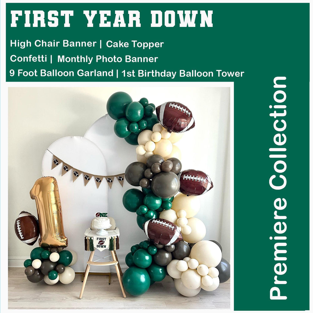 First Year Down Birthday | Football First Birthday | Boy First Birthday Kit | Football Party Decorations | Football Balloon Arch