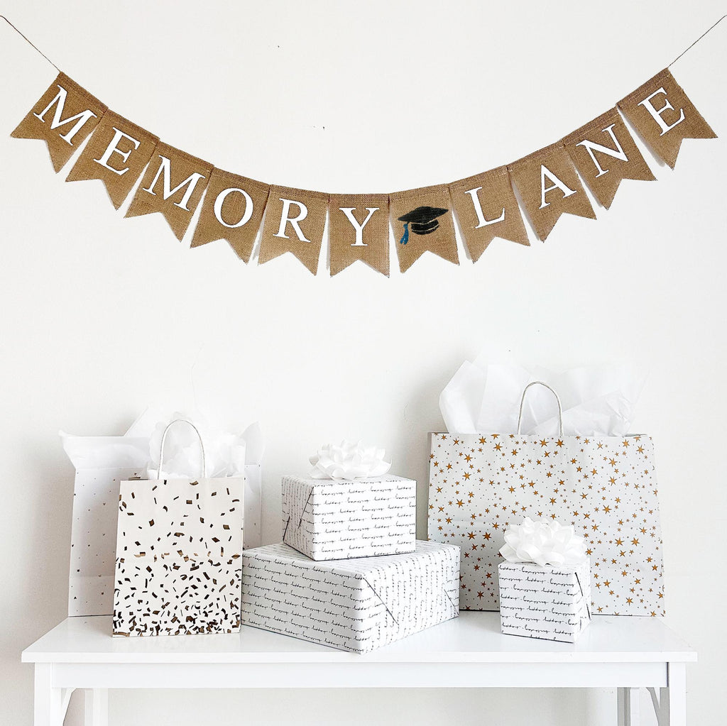 Memory Lane Banner, Graduation or Wedding Anniversary Party Decor, High School or College Reunion Decorations, Memory Lane Sign