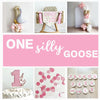 One Silly Goose 1st Birthday | Girl Party Decoration | First Birthday Party | Goose Balloon Arch | 12 Month Photo Banner | High Chair Banner