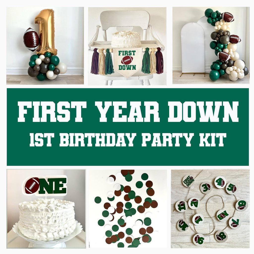 First Year Down Birthday | Football First Birthday | Boy First Birthday Kit | Football Party Decorations | Football Balloon Arch