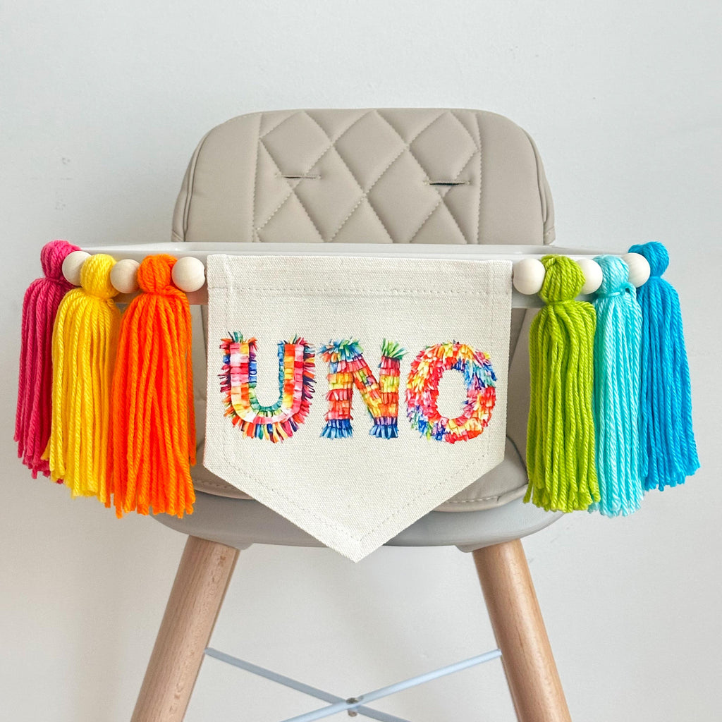 First Birthday Decorations, Uno High Chair Banner, Fiesta Party Decorations, Cinco de Mayo Birthday, One Banner, Cake Smash Pennant
