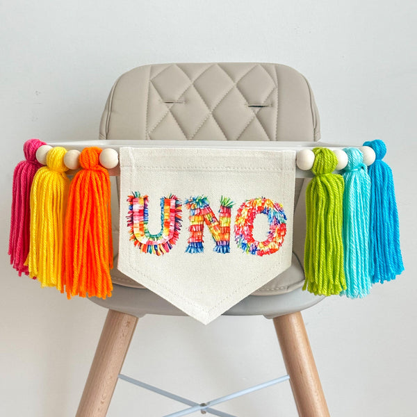 First Birthday Decorations, Uno High Chair Banner, Fiesta Party Decorations, Cinco de Mayo Birthday, One Banner, Cake Smash Pennant