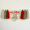 Christmas First Birthday, Oh What Fun 1st Birthday, High Chair Banner, One Banner, One Year Old Party, Cake Smash Props