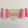One Banner, 1st Birthday Decorations, Chenille Letters, Pink Themed Party, Girl Party, First Birthday Decor, High Chair Banner, Cake Smash