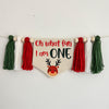 Reindeer Banner, Christmas First Birthday, Oh What Fun 1st Birthday, High Chair Banner, Cake Smash Props, One Year Old Party