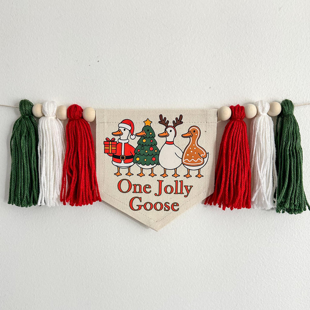 Christmas First Birthday | Jolly Goose Birthday | Silly Goose First Birthday | Fun Christmas High Chair Banner | Cake Smash Props