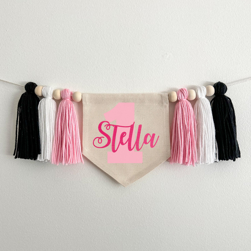 First Birthday Decorations | Custom Banner | Girl 1st Birthday | Personalized High Chair Banner | Cake Smash Prop | One Banner