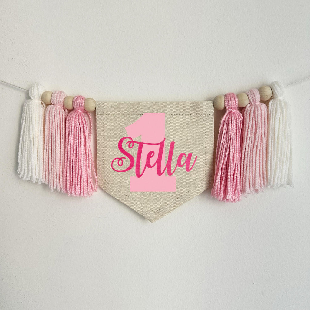 First Birthday Decorations | Custom Banner | Girl 1st Birthday | Personalized High Chair Banner | Cake Smash Prop | One Banner