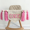 One Banner, 1st Birthday Decorations, Chenille Letters, Pink Themed Party, Girl Party, First Birthday Decor, High Chair Banner, Cake Smash