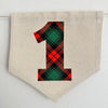 Classic Christmas Birthday, Tartan Plaid 1 Sign, First Birthday Decorations, One Banner, High Chair Banner, Cake Smash Props