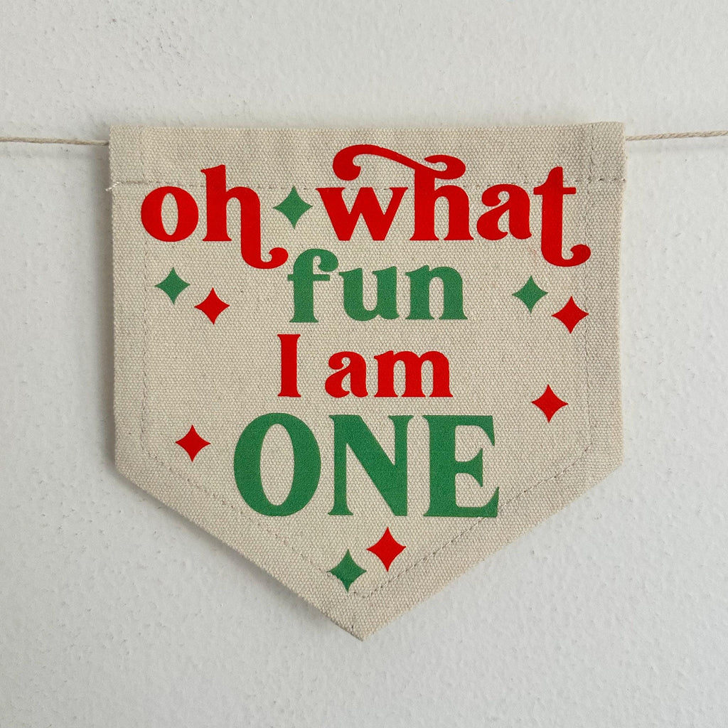 Christmas First Birthday, Oh What Fun 1st Birthday, High Chair Banner, One Banner, One Year Old Party, Cake Smash Props