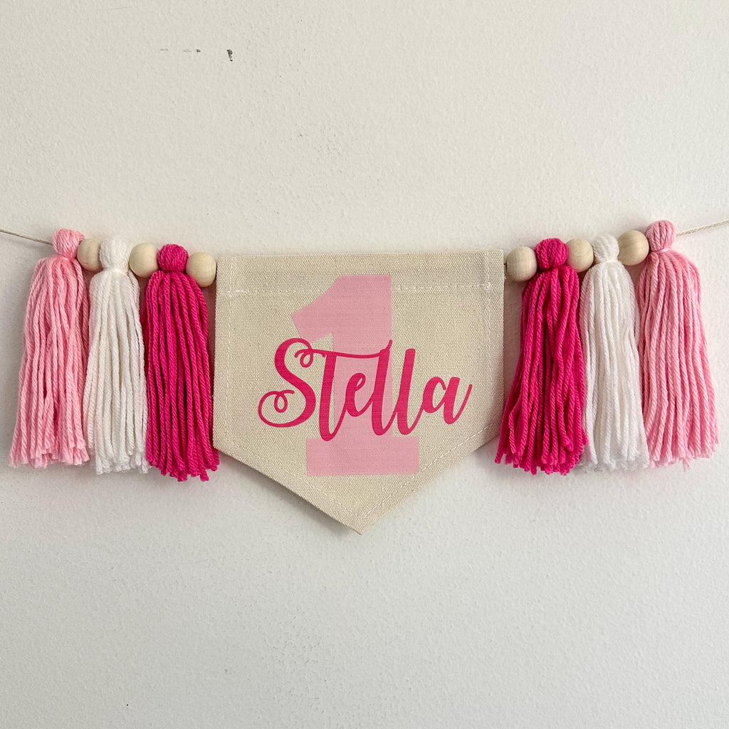 First Birthday Decorations | Custom Banner | Girl 1st Birthday | Personalized High Chair Banner | Cake Smash Prop | One Banner
