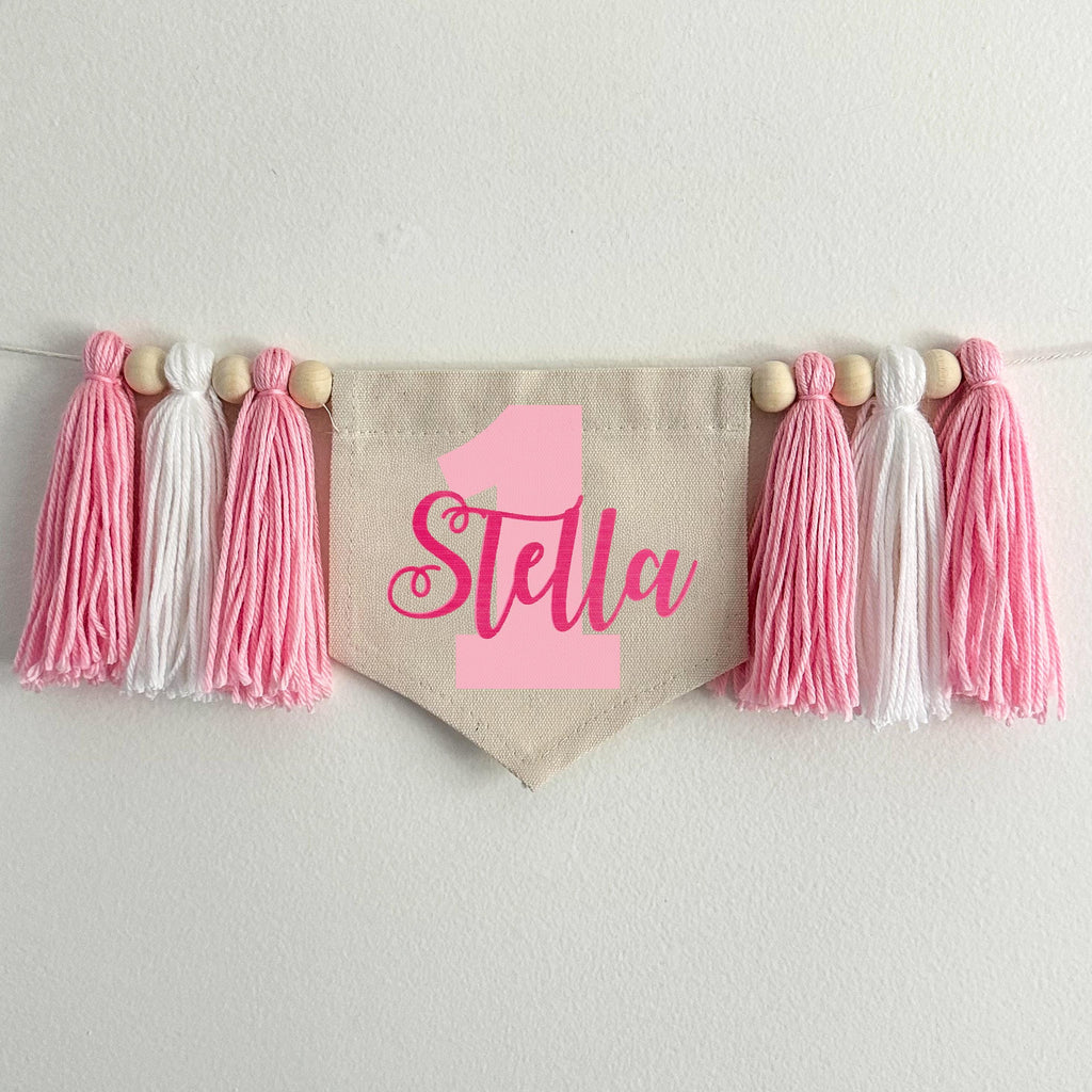 First Birthday Decorations | Custom Banner | Girl 1st Birthday | Personalized High Chair Banner | Cake Smash Prop | One Banner