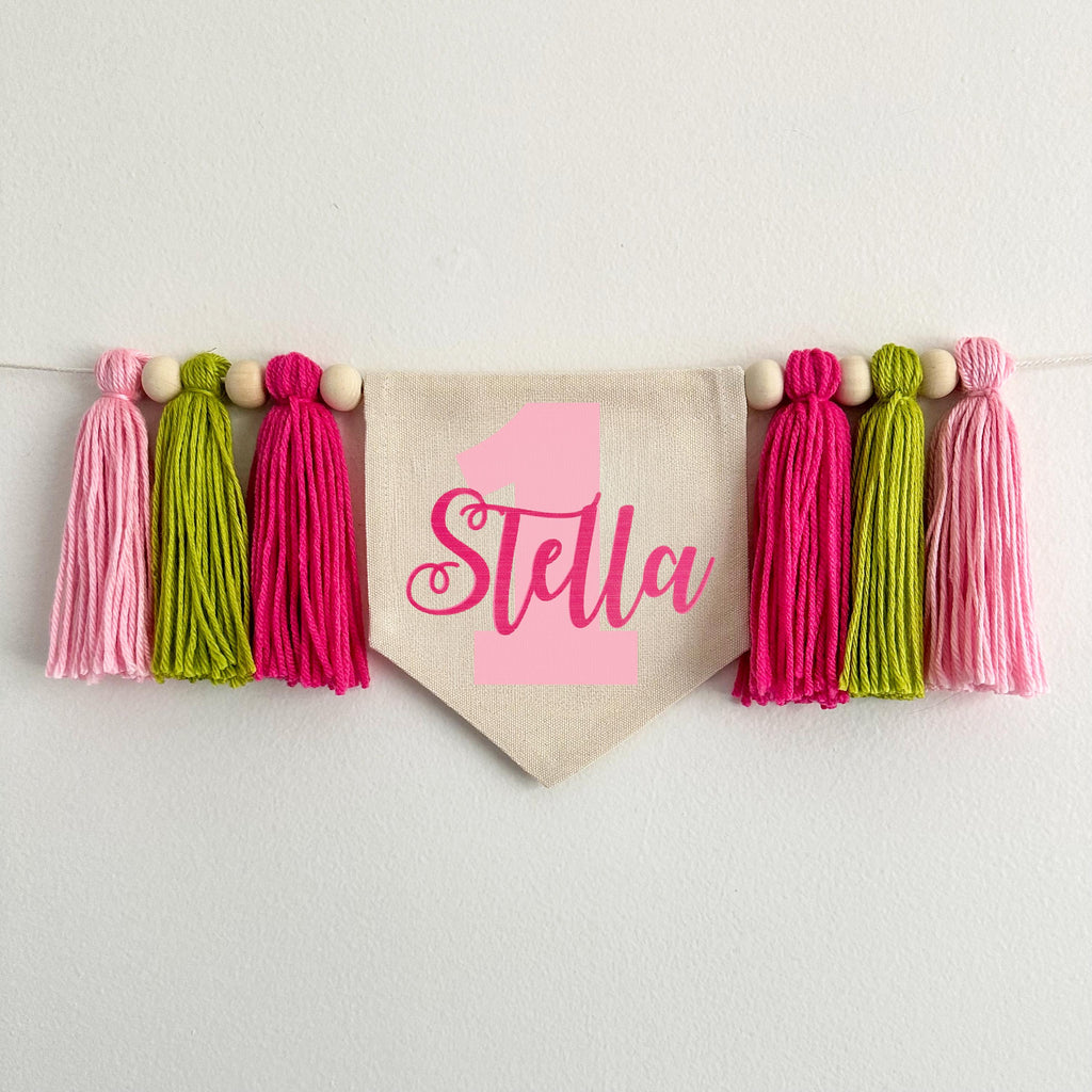 First Birthday Decorations | Custom Banner | Girl 1st Birthday | Personalized High Chair Banner | Cake Smash Prop | One Banner